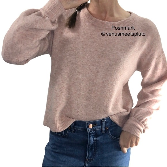 Madewell Wool Alpaca Sweater Sz XXS Oversized Pullover Balloon Sleeve Crewneck - Picture 2 of 9